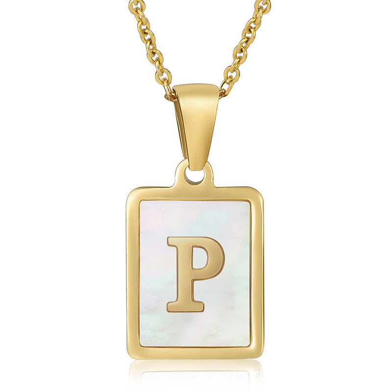 stainless steel three-dimensional shell letter necklace