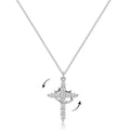 Crown Cross Pendant 925 Silver Necklace for Women