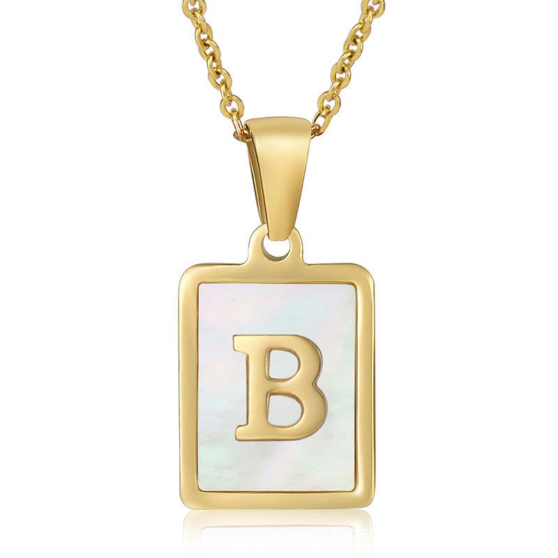 stainless steel three-dimensional shell letter necklace