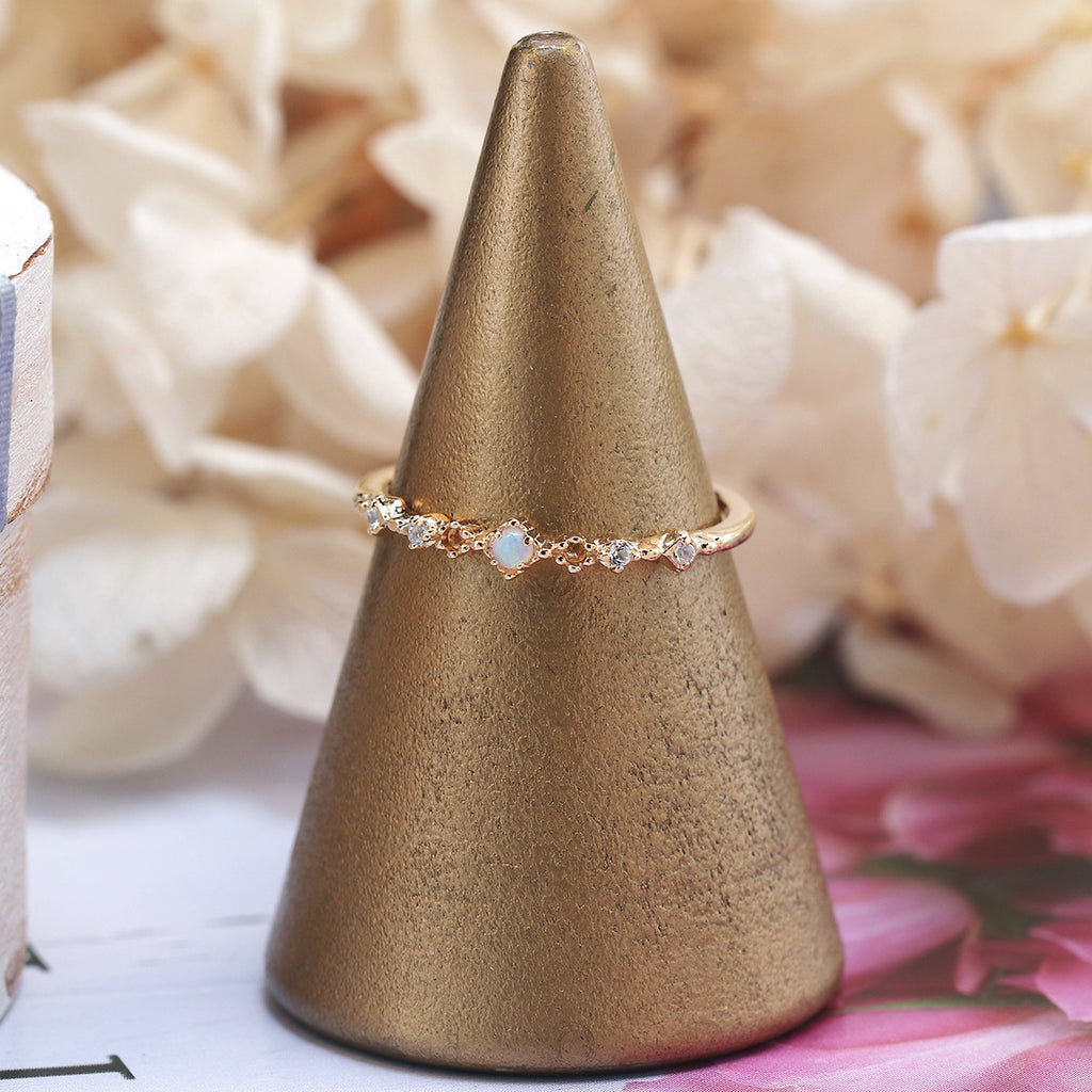 Vintage Stackable Silver Opal Ring