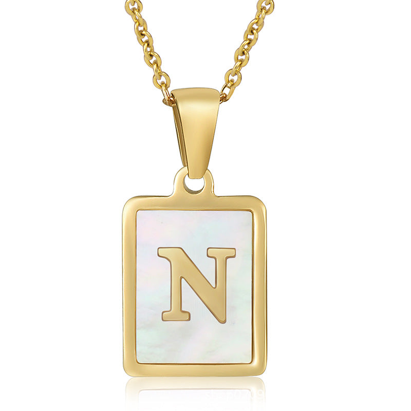 stainless steel three-dimensional shell letter necklace