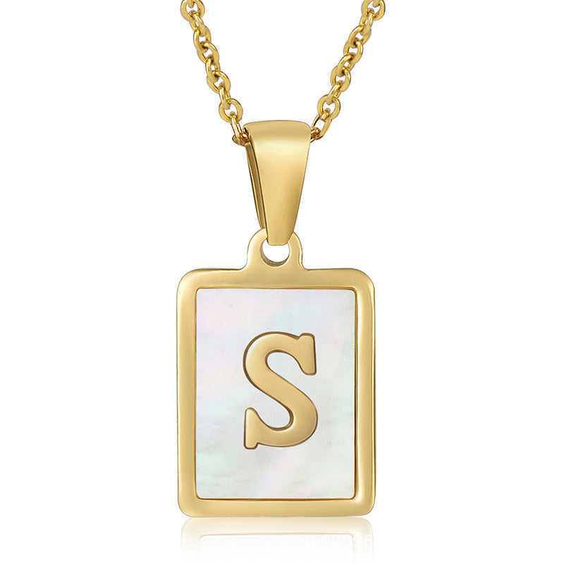 stainless steel three-dimensional shell letter necklace