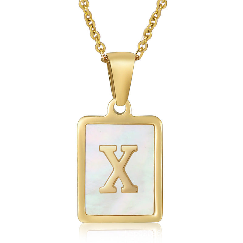 stainless steel three-dimensional shell letter necklace