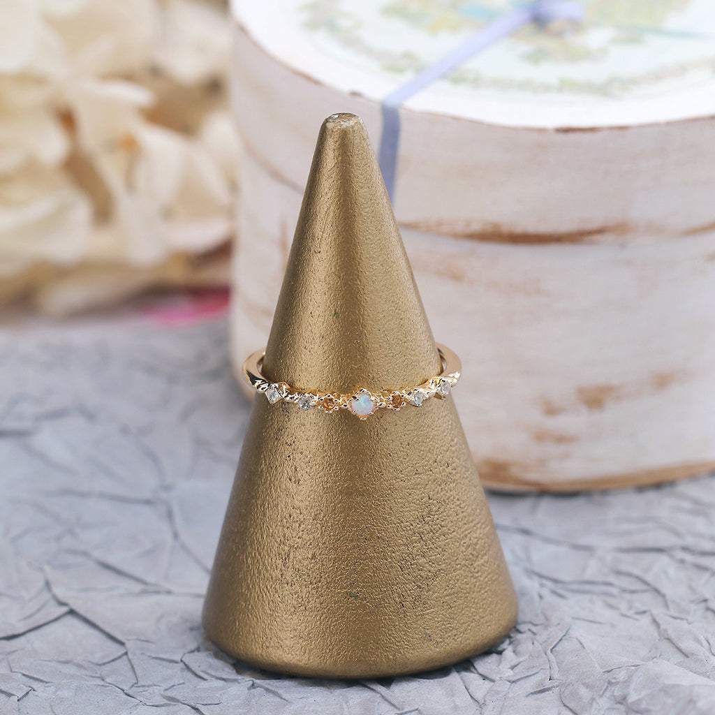 Vintage Stackable Silver Opal Ring