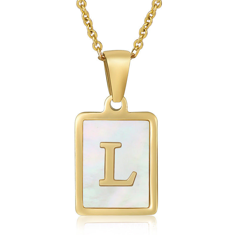 stainless steel three-dimensional shell letter necklace