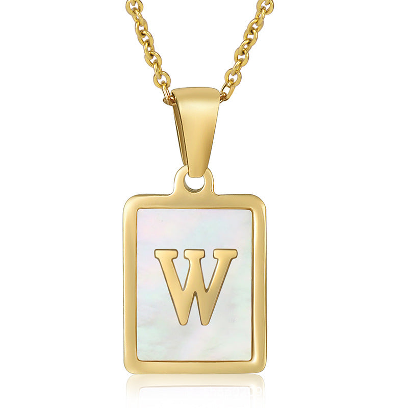 stainless steel three-dimensional shell letter necklace