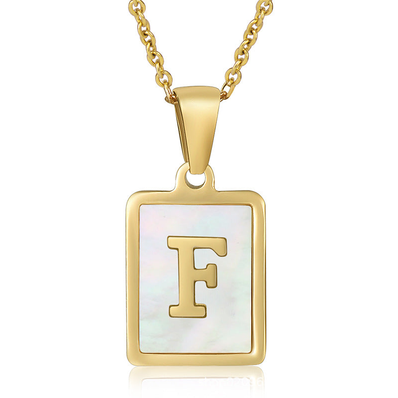 stainless steel three-dimensional shell letter necklace