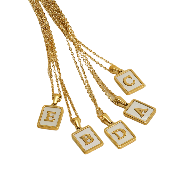 stainless steel three-dimensional shell letter necklace