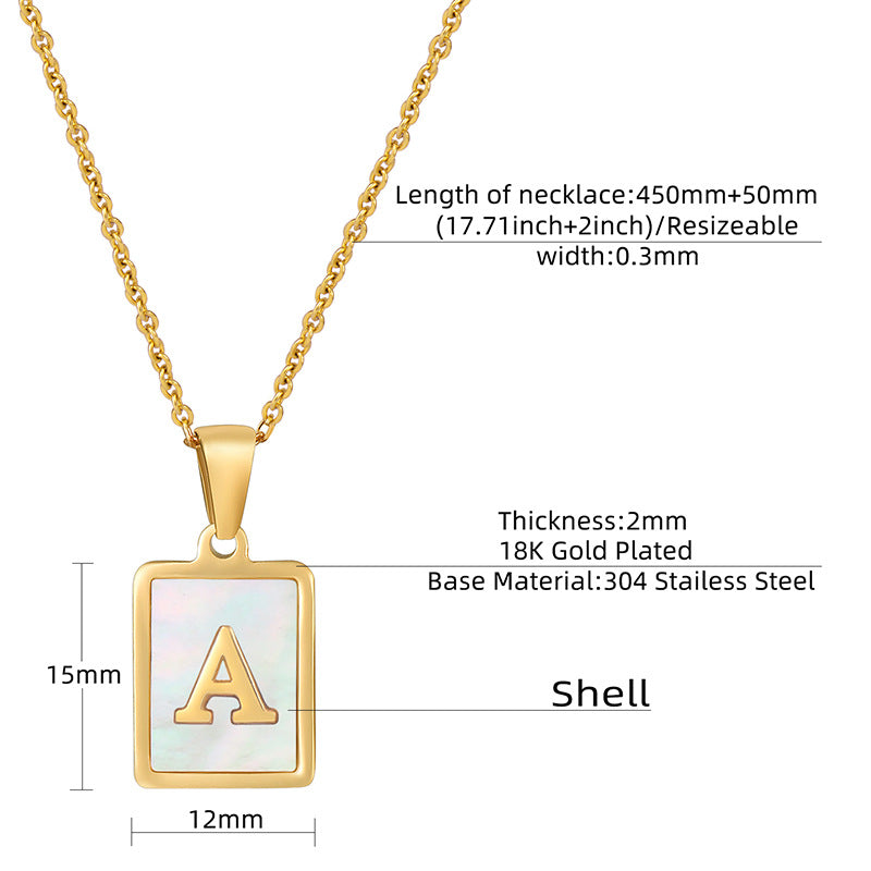 stainless steel three-dimensional shell letter necklace