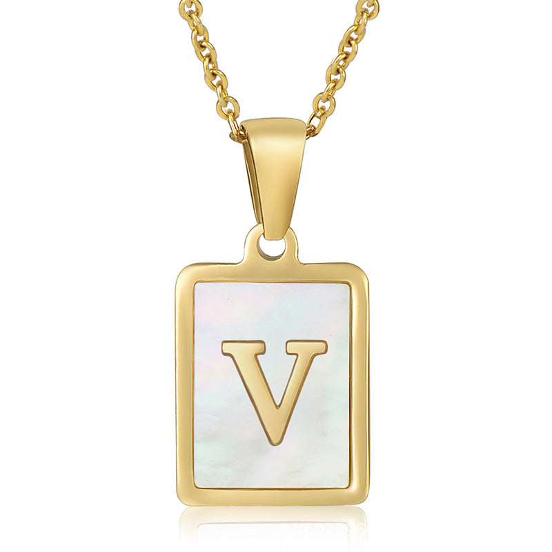 stainless steel three-dimensional shell letter necklace
