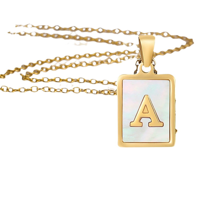 stainless steel three-dimensional shell letter necklace