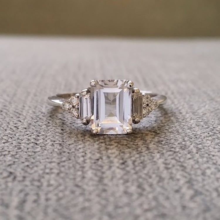 925 Sterling Silver Diamond Ring Romantic Women Engagement Wedding Festival Ring