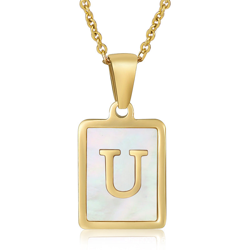 stainless steel three-dimensional shell letter necklace