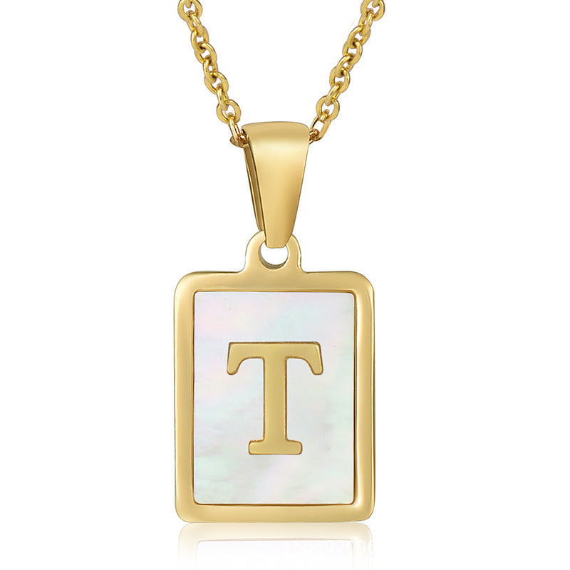 stainless steel three-dimensional shell letter necklace