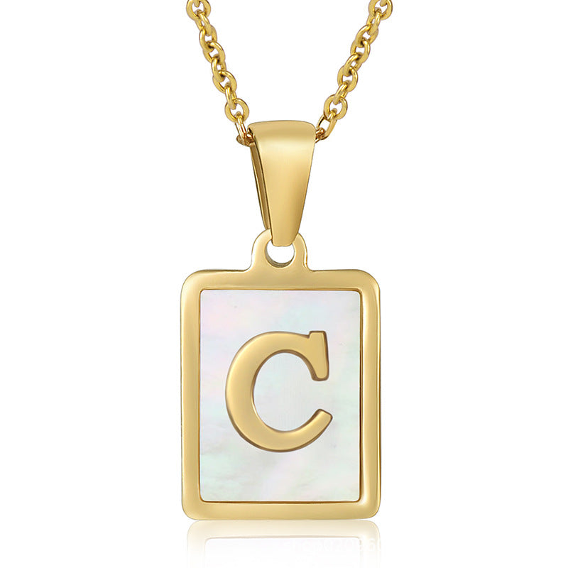stainless steel three-dimensional shell letter necklace