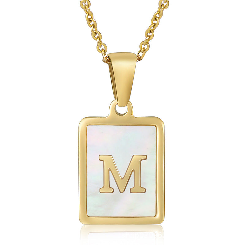 stainless steel three-dimensional shell letter necklace
