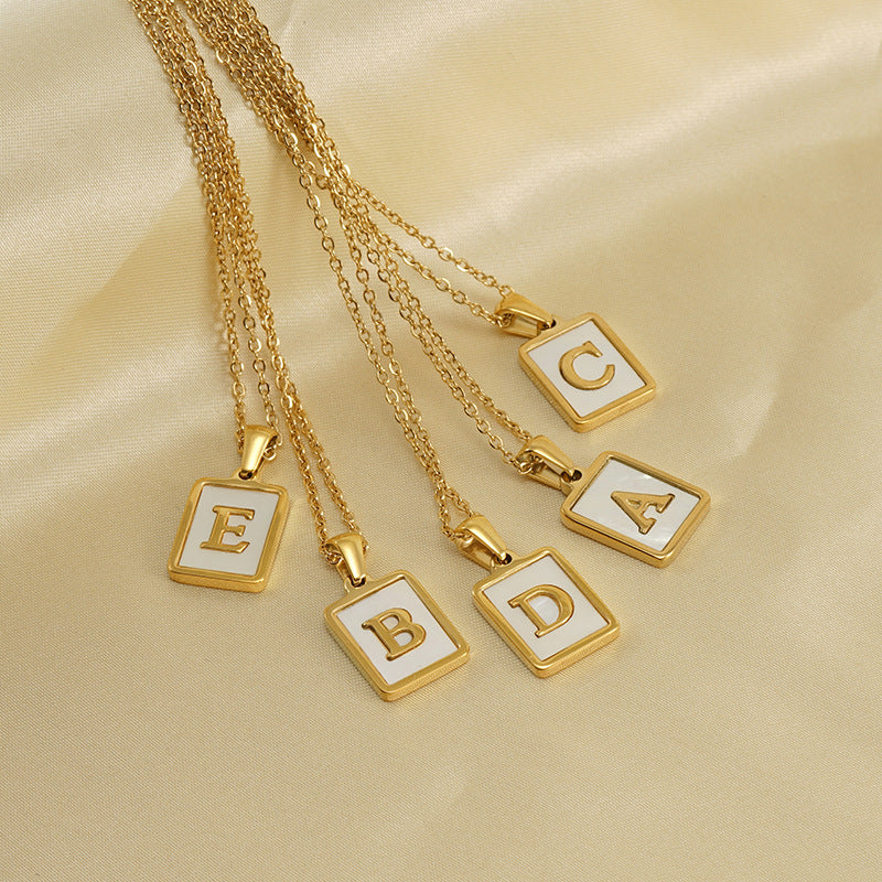 stainless steel three-dimensional shell letter necklace