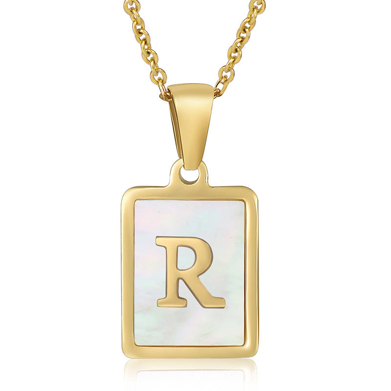 stainless steel three-dimensional shell letter necklace