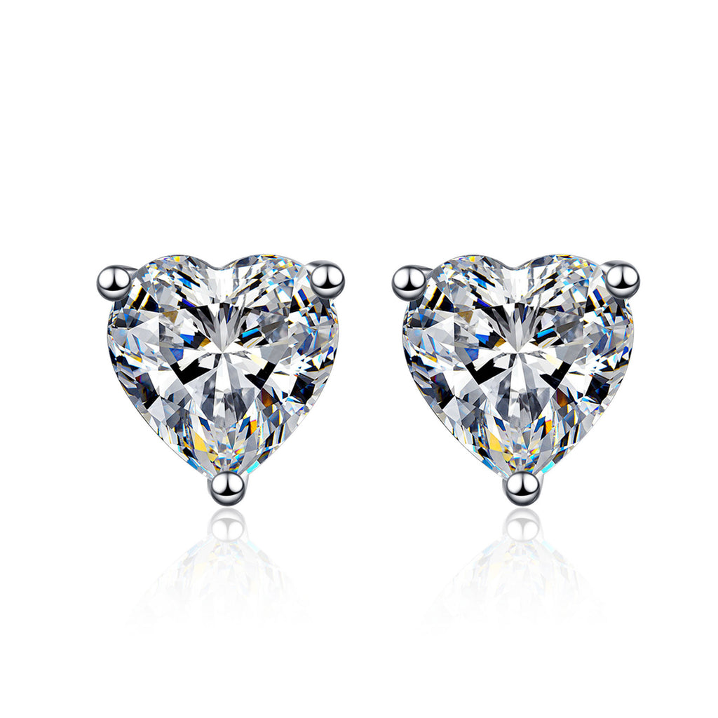 Heart-Shaped 925 Silver Moissanite Earrings
