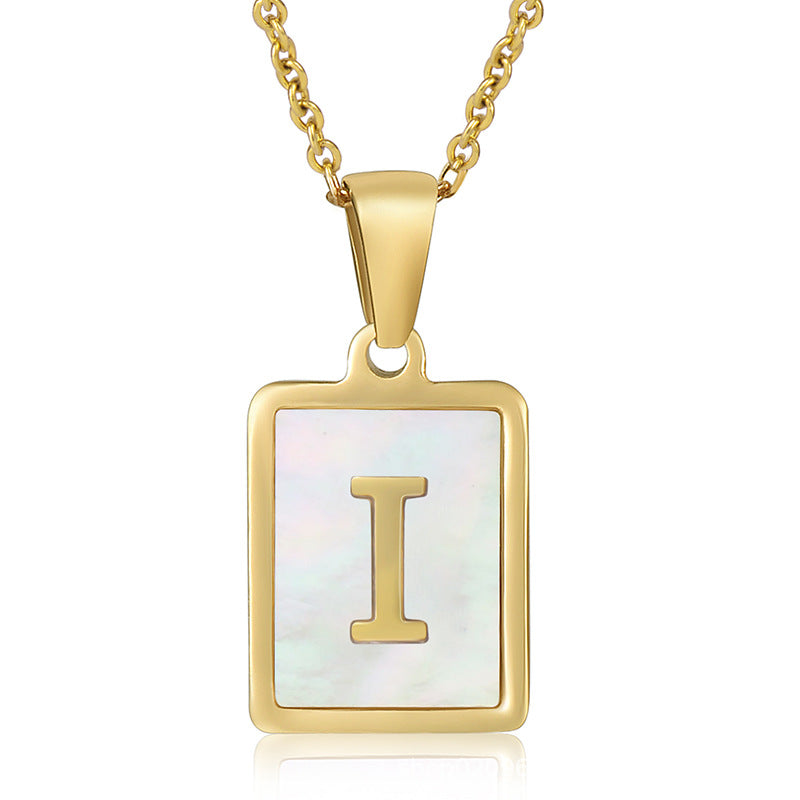 stainless steel three-dimensional shell letter necklace