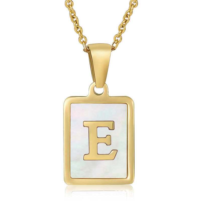 stainless steel three-dimensional shell letter necklace